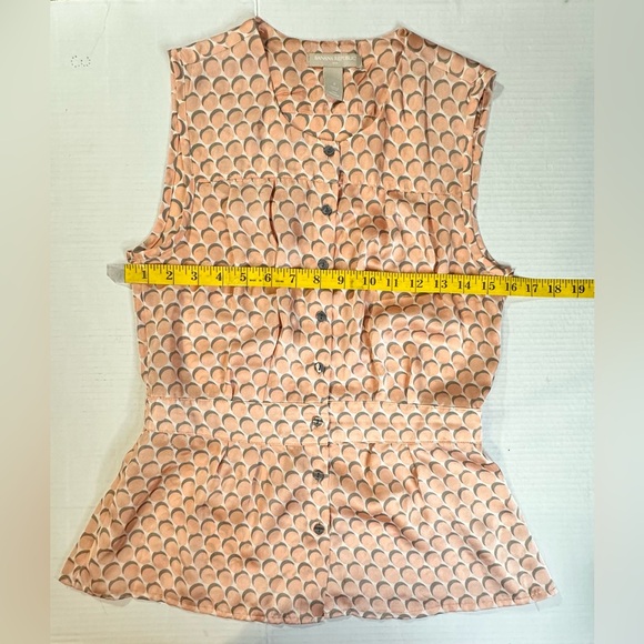 Banana Republic Peach & Gray Sleeveless Button Up Tank Top Blouse Classic Size 4 - Picture 3 of 6